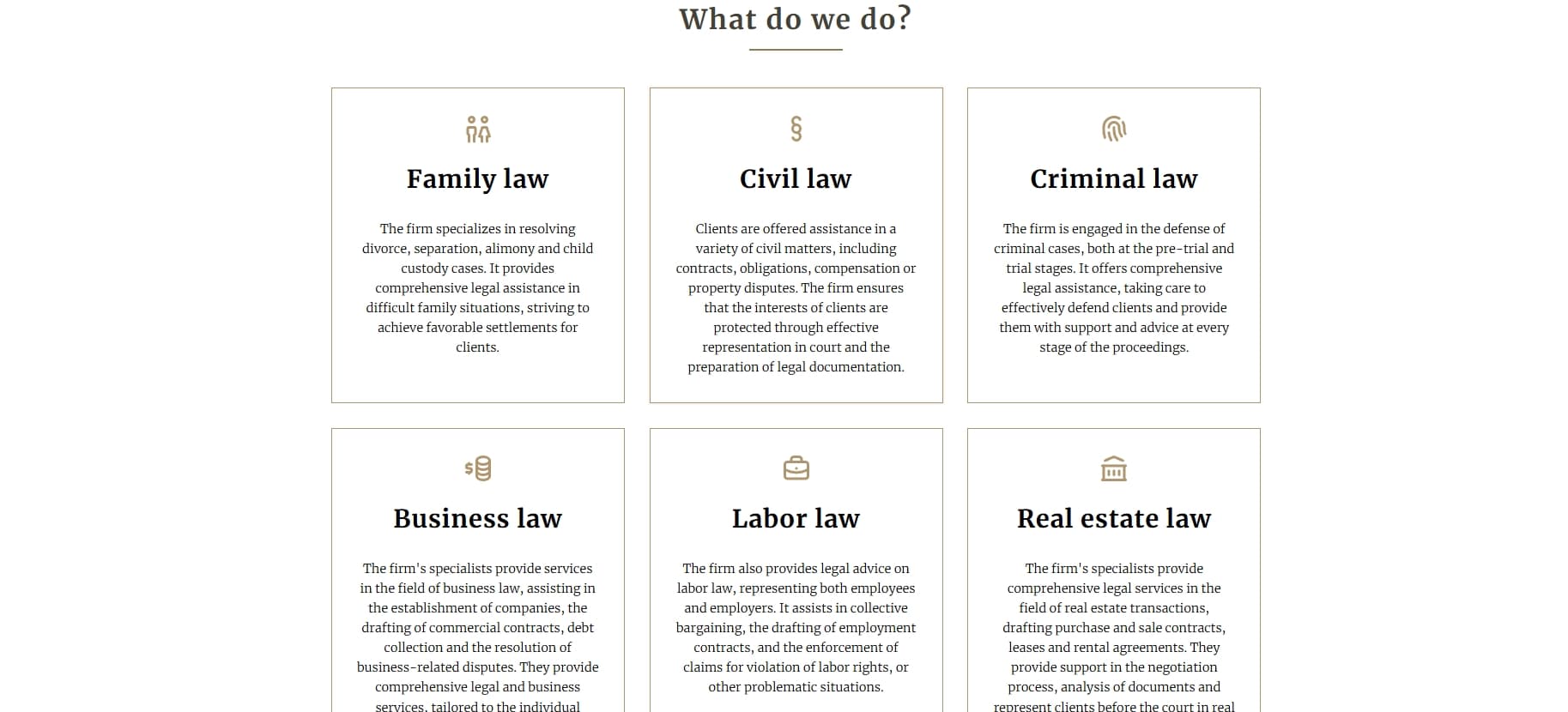 What do we do section in services site of law company site